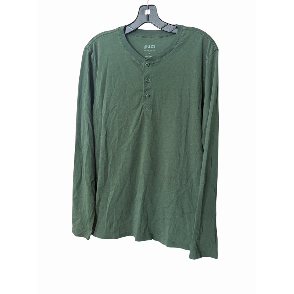 Pact Henley Top Womens Small Green 100% Organic Cotton Sustainable #YZ10-2